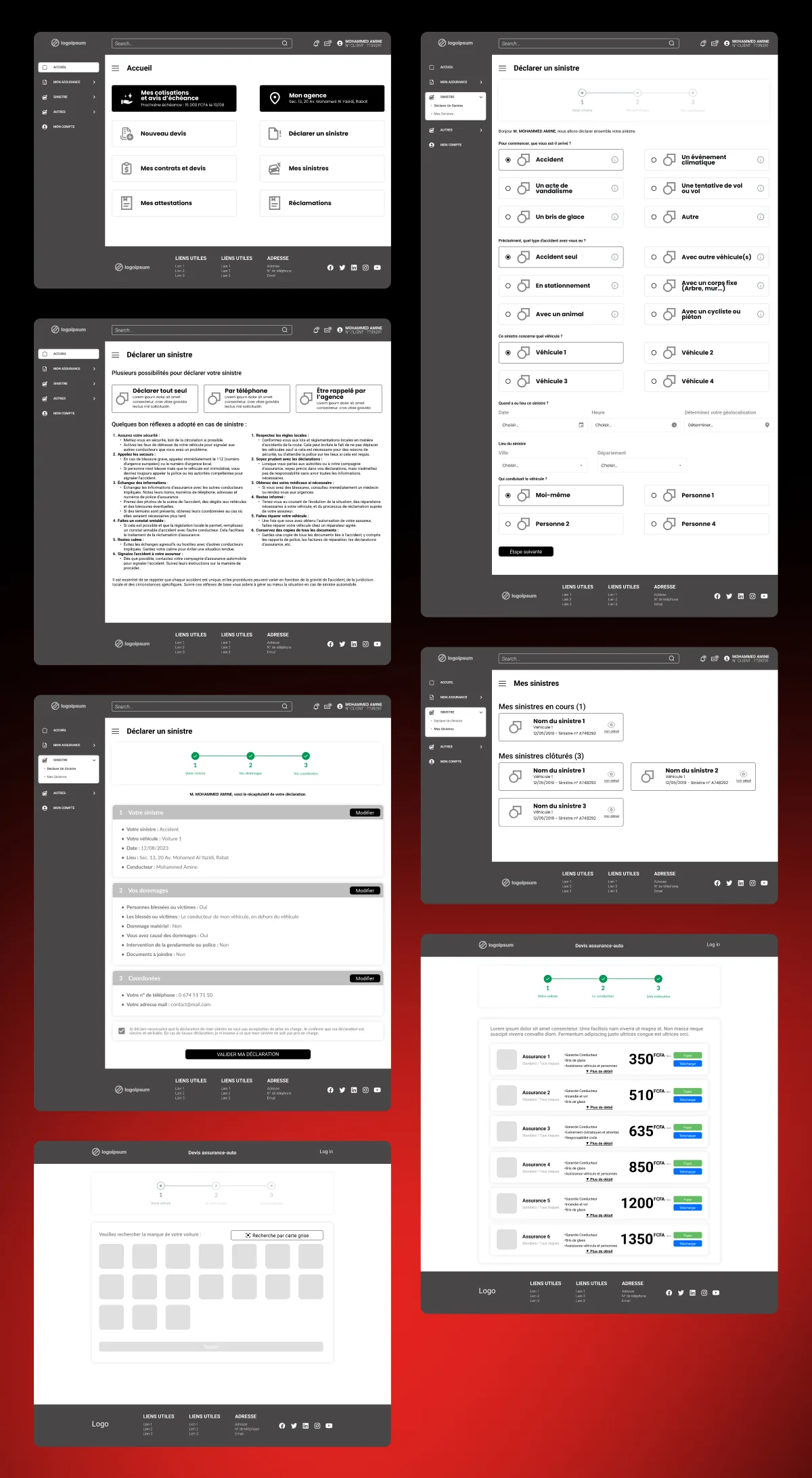 Wireframes AMOSYS